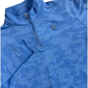 Peter Millar Performance 1/4 Zip Pullover Youth XL (13-14) Blue Camo Club Logo